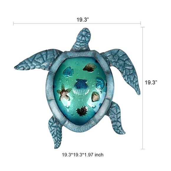 Metal And Glass Sea Turtle Wall Art or Light Fixture Cover, Beach House Decor - Picture 5 of 5